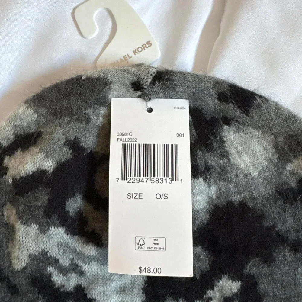Michael Kors Knit Unisex Graphic Logo Camo Grey Black Beanie Hat Techwear Urban